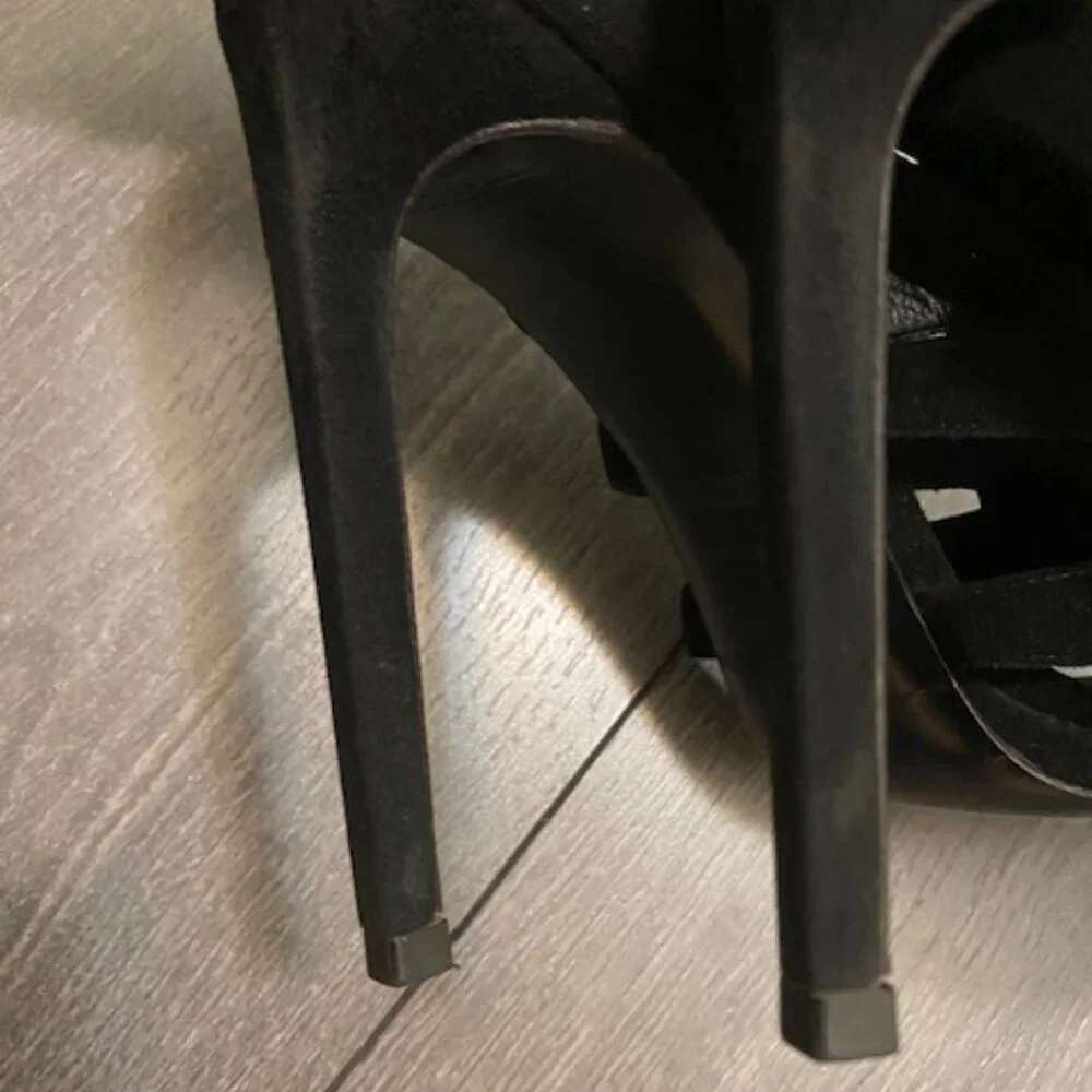 Saint Laurent Black Suede Gladiator Stiletto Heels Size 8.5